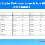 Add Multiple Columns search box filter in DataTables3
